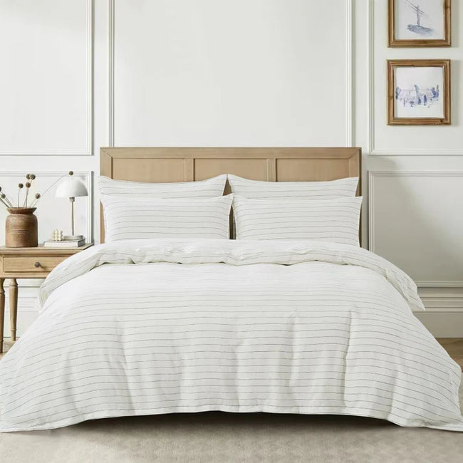 QS - Linen Pinstripe Duvet Cover Set