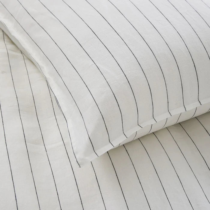 QS - Linen Pinstripe Duvet Cover Set