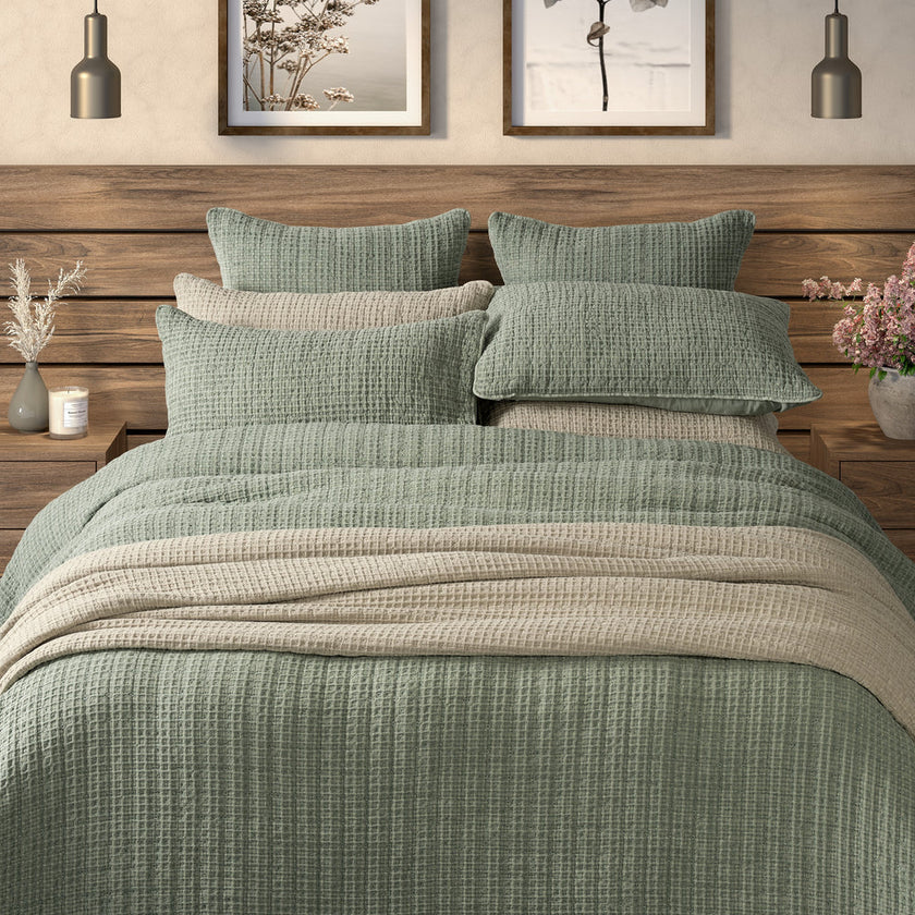 Spirit Green Waffle Cotton Quilt