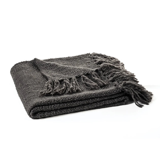 Mollo Charcoal Grey Knit Throw