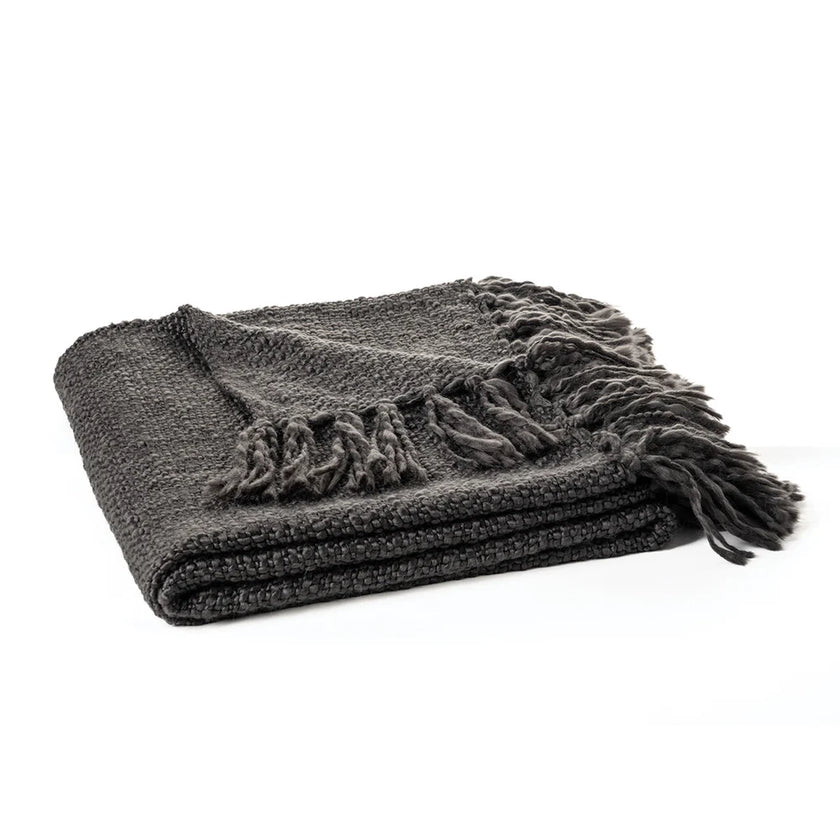 Mollo Charcoal Grey Knit Throw