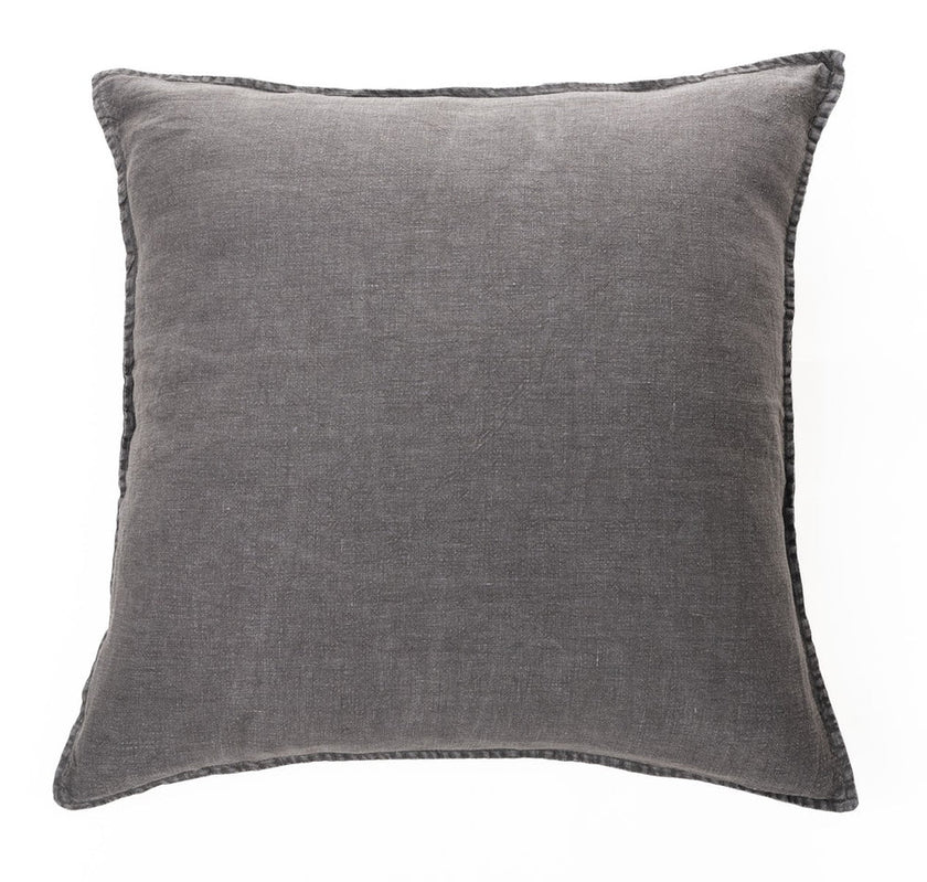 Linen Stone Wash Charcoal Decorative Pillow