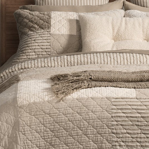 Panorama Natural and Ivory Patchwork Quilt