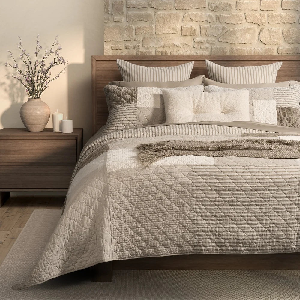 Panorama Natural and Ivory Patchwork Quilt