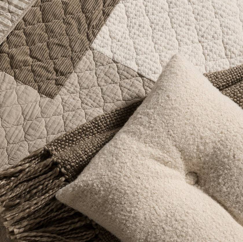 Panorama Natural and Ivory Patchwork Quilt
