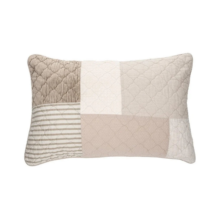 Panorama Natural and Ivory Patchwork Pillow Sham