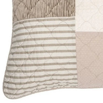 Panorama Natural and Ivory Patchwork Pillow Sham